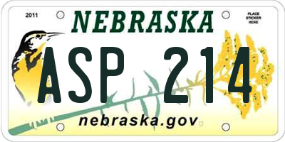 NE license plate ASP214