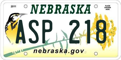 NE license plate ASP218