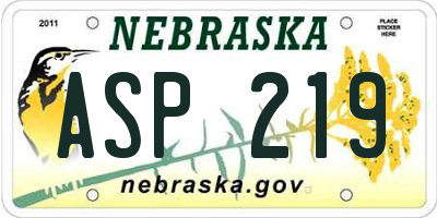 NE license plate ASP219