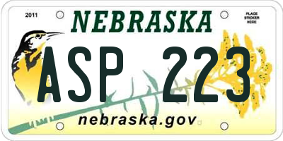 NE license plate ASP223
