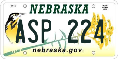 NE license plate ASP224