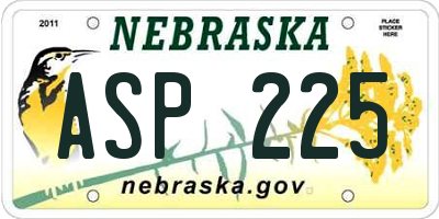 NE license plate ASP225
