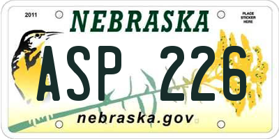 NE license plate ASP226