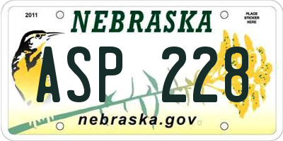 NE license plate ASP228