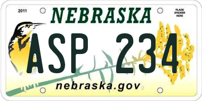 NE license plate ASP234