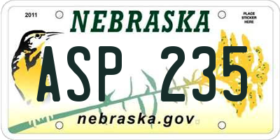 NE license plate ASP235