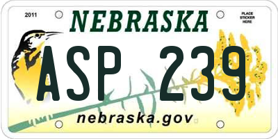 NE license plate ASP239