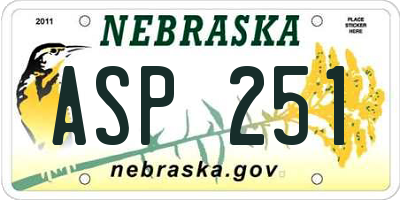NE license plate ASP251