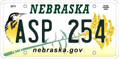 NE license plate ASP254