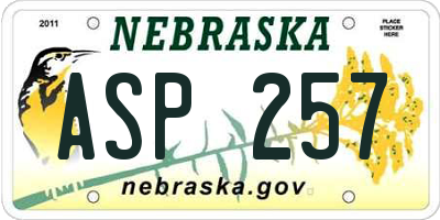 NE license plate ASP257
