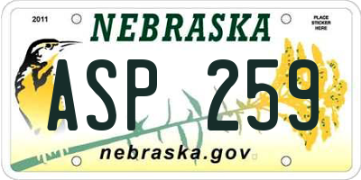 NE license plate ASP259