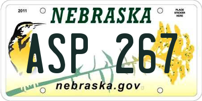 NE license plate ASP267