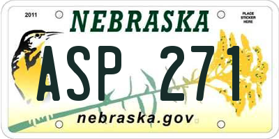 NE license plate ASP271