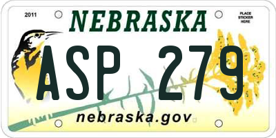 NE license plate ASP279