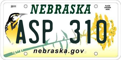 NE license plate ASP310