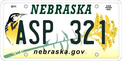 NE license plate ASP321
