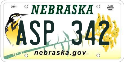 NE license plate ASP342