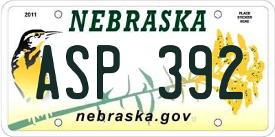 NE license plate ASP392