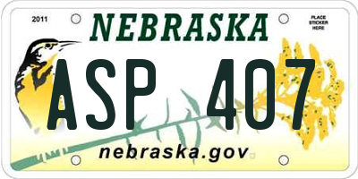 NE license plate ASP407