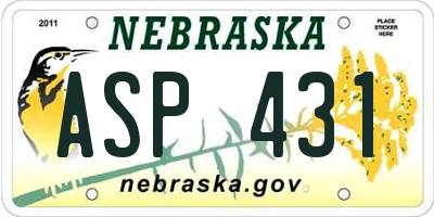 NE license plate ASP431