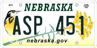 NE license plate ASP451