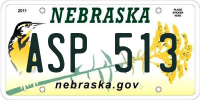 NE license plate ASP513