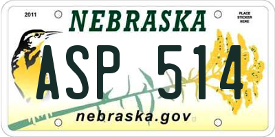 NE license plate ASP514