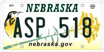 NE license plate ASP518