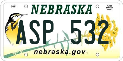 NE license plate ASP532