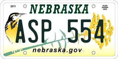 NE license plate ASP554