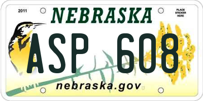 NE license plate ASP608
