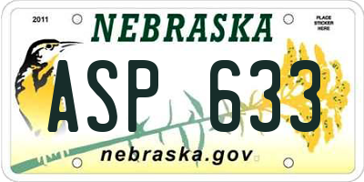 NE license plate ASP633