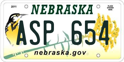 NE license plate ASP654