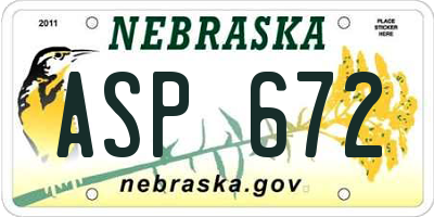 NE license plate ASP672