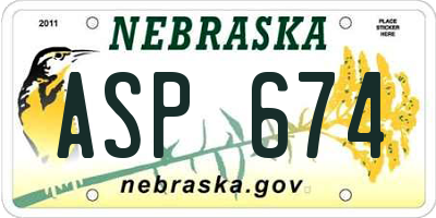 NE license plate ASP674