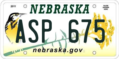 NE license plate ASP675