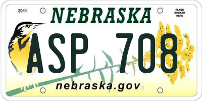 NE license plate ASP708