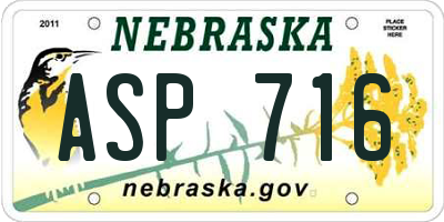 NE license plate ASP716