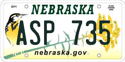 NE license plate ASP735