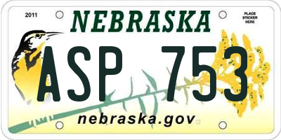 NE license plate ASP753