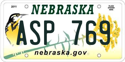 NE license plate ASP769