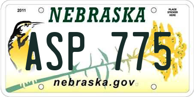 NE license plate ASP775