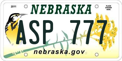 NE license plate ASP777