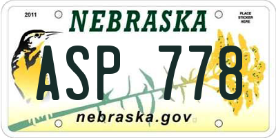 NE license plate ASP778