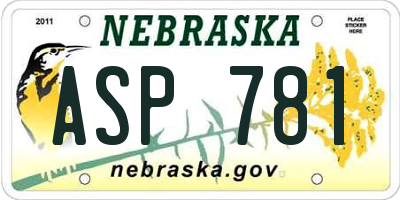 NE license plate ASP781