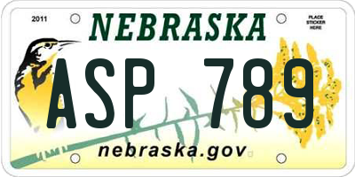 NE license plate ASP789
