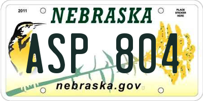 NE license plate ASP804
