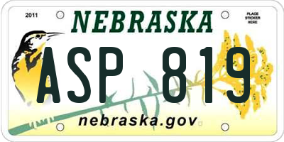 NE license plate ASP819