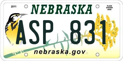 NE license plate ASP831