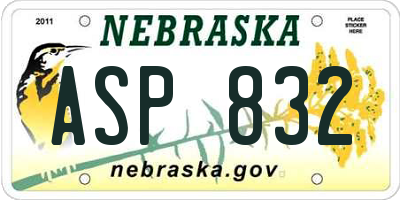 NE license plate ASP832
